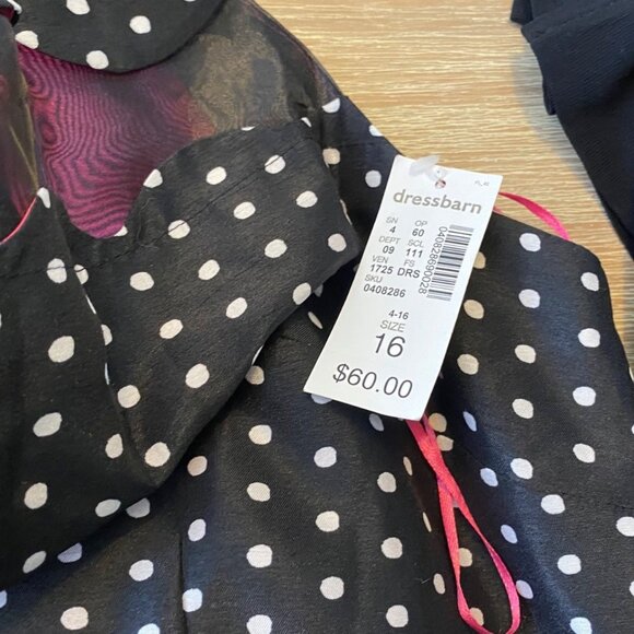 NWT Dress Barn Collection Women's Dress Black Size 16 Polka Dot Retro Holiday - Picture 4 of 15